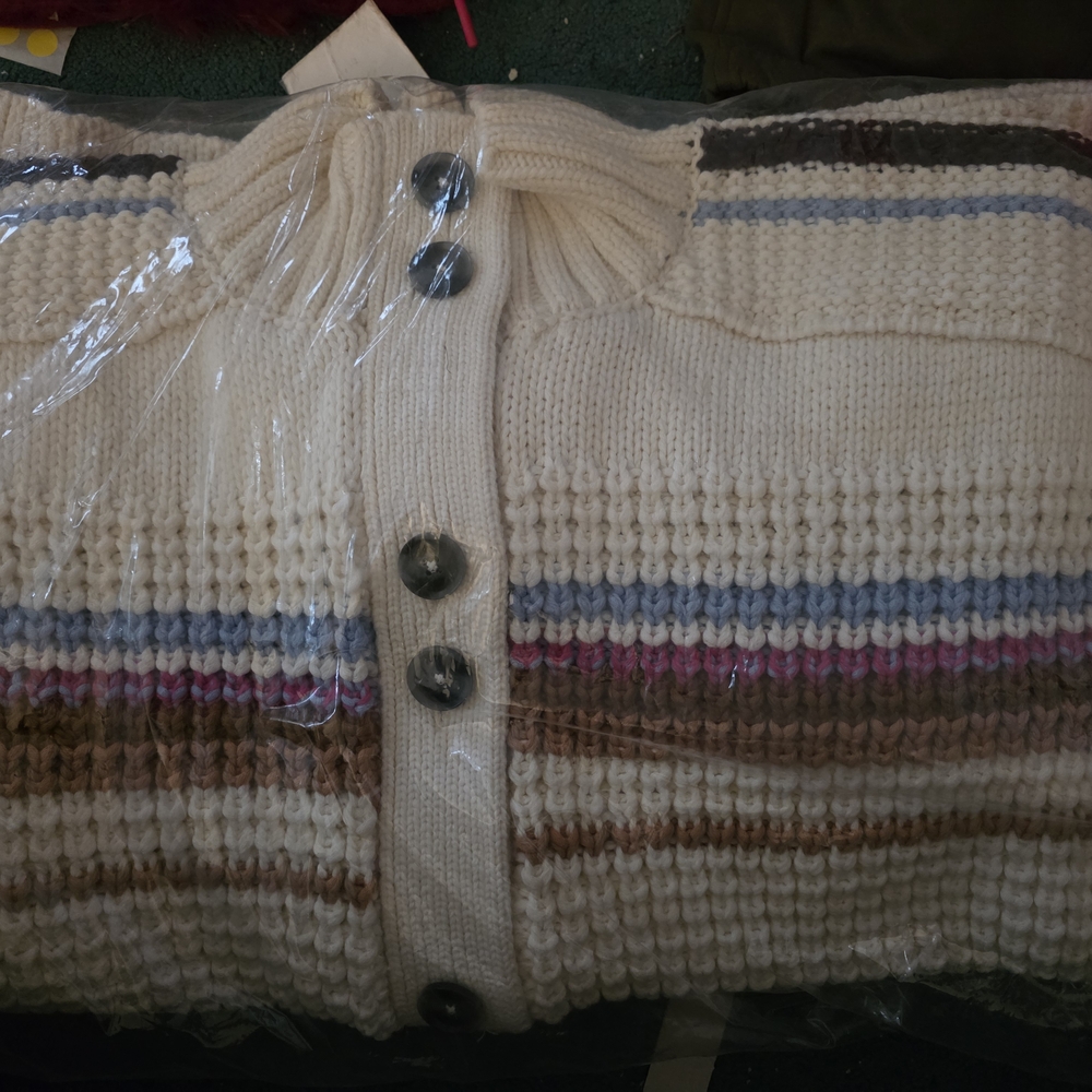 Anyhropologie Maeve Size L Striped Knit Cardigan with Button Detail